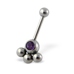 Piercing do jazyka činka s krystaly "Jolanda"1,0x18